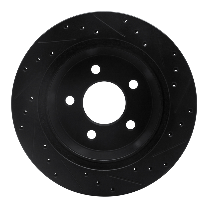 Ford Mustang Brake Rotor (1) - Rear Left - R1 Concepts - Drilled & Slotted - Black - `94-`04